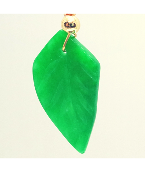 Green leaf crystal ear hook