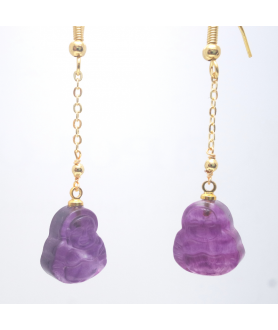 Fluorite reclining Buddha crystal ear hook