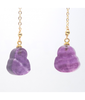 Fluorite reclining Buddha crystal ear hook