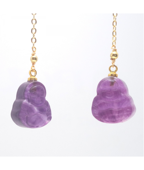 Fluorite reclining Buddha crystal ear hook