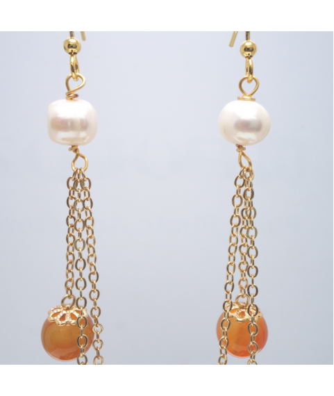 Orange long fringe crystal ear hook