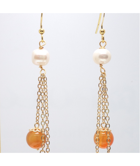 Orange long fringe crystal ear hook