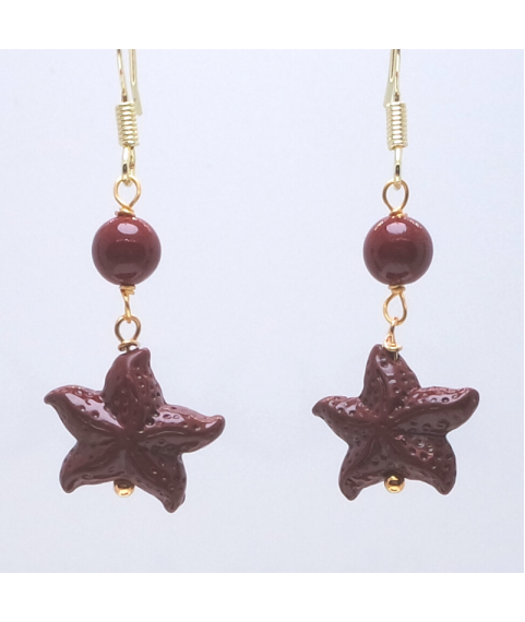 Cinnabar starfish crystal ear hook