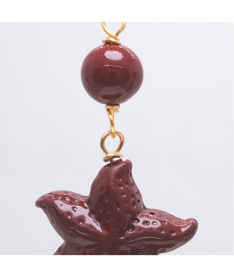 Cinnabar starfish crystal ear hook