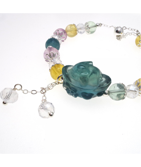 Color fluorite carved ingot crystal bracelet