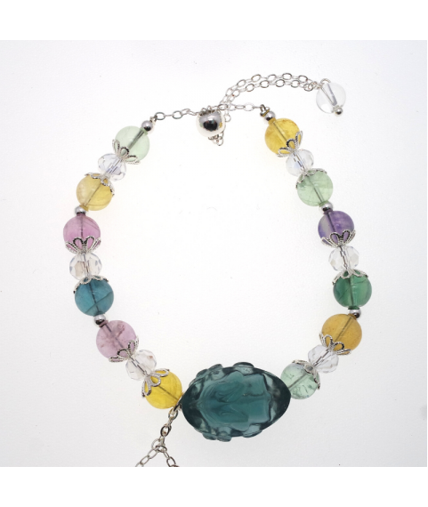 Color fluorite carved ingot crystal bracelet