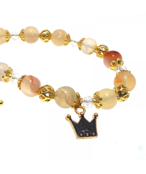 Crown cherry sakura agate bracelet