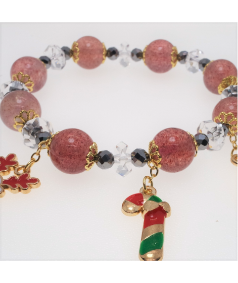 Christmas strawberry quartz  bracelet