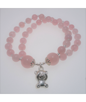 Rose quartz double bracelet