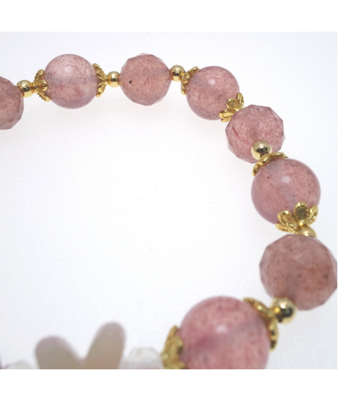 Strawberry quartz flower bracelet