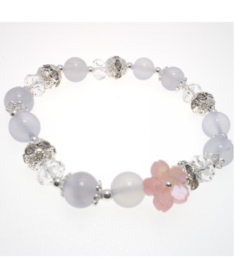 Blue agate flower crystal bracelet