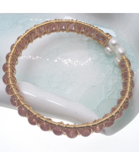 Strawberry quartz openging bracelet