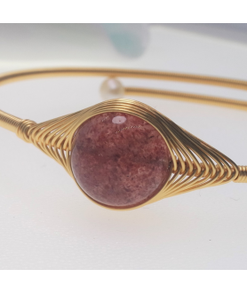 Strawberry quartz contracted openging bracelet